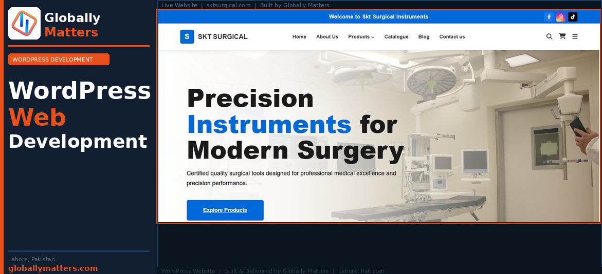 WordPress website built for sktsurgical.com by Globally Matters — fast, mobile-friendly and SEO-ready WordPress Development — sktsurgical.com — Globally Matters Lahore